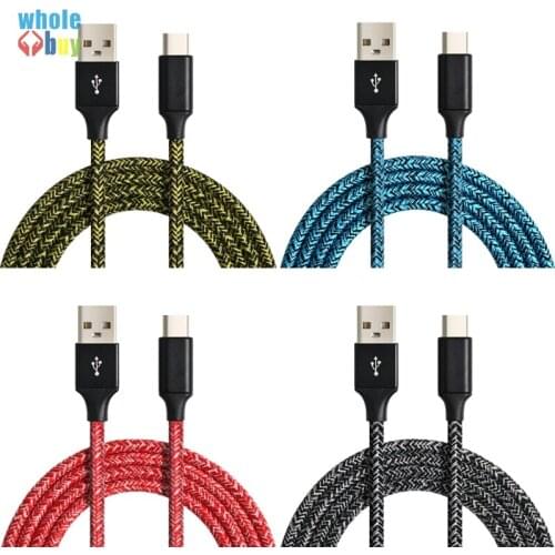 USB Data Sync Charger Cable for iphone 8Pin Micro 5Pin Type-C Charging Cable nylon braided cable Accessory Bundles 200pcs/lot