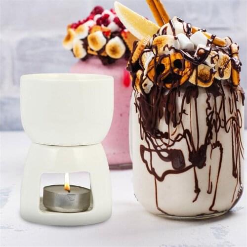 1 Set Fondue With 2 Forks Premium Tea Light Porcelain Melting Pot Baking Diy Heating Small Hot Pot Cheese Melting Furnace