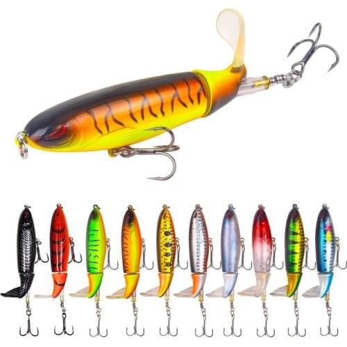 1PC 13g/10cm 35g14cm Popper Whopper Plopper Topwater Fishing Lure Artificial Bait Hard With Rotating Tail Fishing Tackle