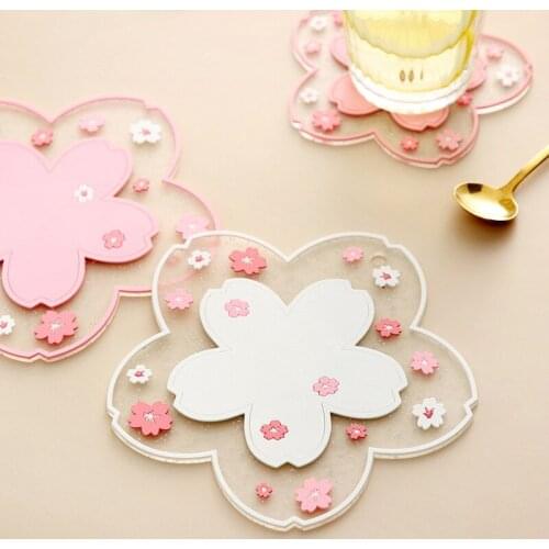 1pc Sakura Insulation Table Mat Home Office Non-slip Tea Cup Milk Cup Coffee Cup Heat Resistant Coaster For Dining Table
