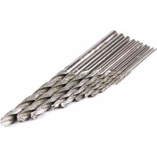 10Pcs 0.8-4mm Diamond Twist Drill Bit Woodworking Hole Opener Drilling Tool For Ceramic Tile Stone Marble Granite Concrete Jade
