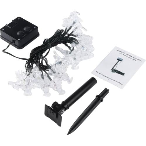 20 LED Deer Solar String Lights with Solar Panel Waterproof Fairy Light String for Outdoor Christmas Home Party Bedroom Decor