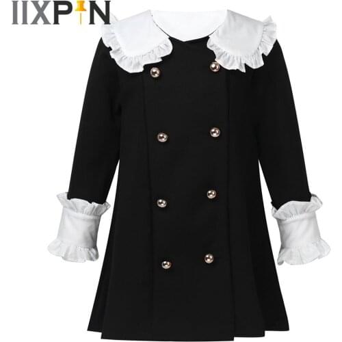 2021 Fashion Kids Girls Spring Dresses Cotton Buttons Princess Dress Children Dance Party Dress Clothes Kids Dresses for Girls