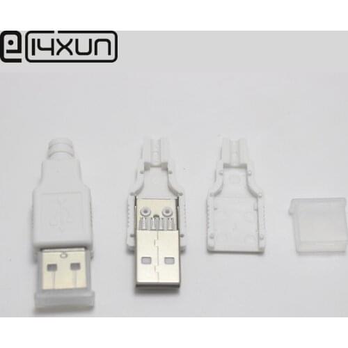 5set DIY Micro USB Type A Welding Type Male Plug Connector 3 in 1 Connector Adaptor for OD 3.0mm Wire White