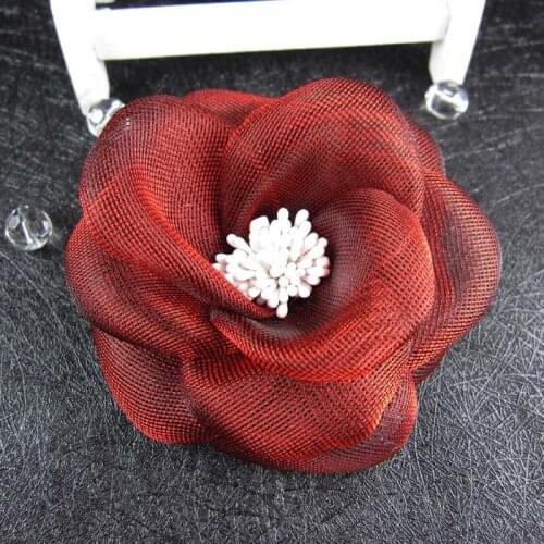 6pcs/lot Newest style Net Rose Flower Corsage Brooch woman Hair Decorations & Brooch wedding party Hair Clip Bridal Wedding