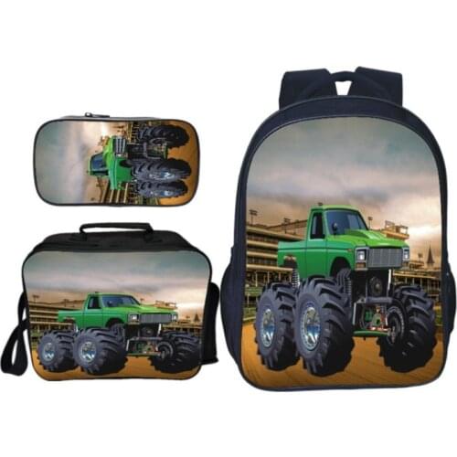 Car Schoolbags Backpack for Boy Men 3PCS Set Backpack 3D Print Children Backpack Best Gift Pencil Case