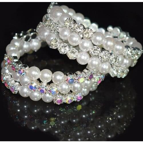 Crystal Pearl Bracelets Alloy Three Layers Of The Opening Bangles Bracelets Bracelet Charm Jewelry For Women Wedding Jewelry
