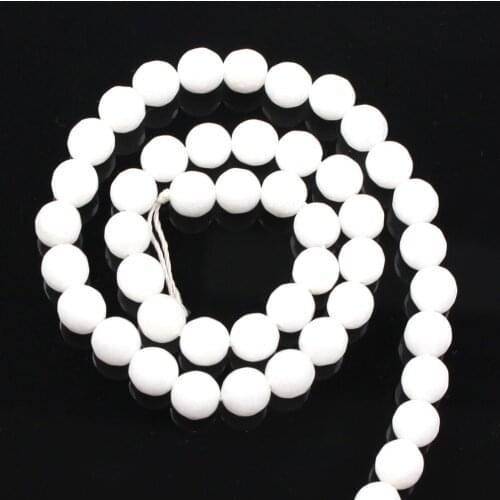 15" Strand Natural Stone Beads Faceted White Marble Stone Beads Round Loose Spacer Beads For Jewelry Making Bracelet 8mm