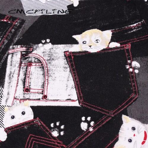 CMCYILING Printed Cotton Canvas Fabric Cartoon Cat Cloth For Sewing Sofa Tablecloth Bag Doll Curtains Home Decoration 50*150cm