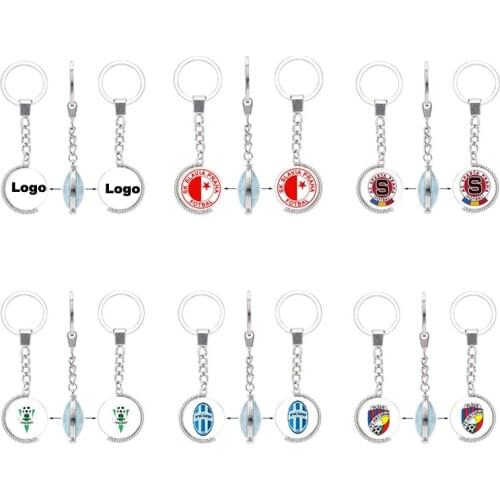Two-sided Glass Football Sport Sk Slavia Praha Czech Republic Praha Plzen FK Mlada Boleslav FK Jablonec Charm Keychain & Keyring