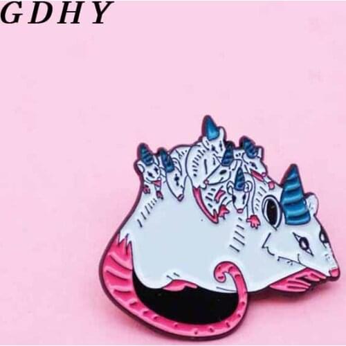 GDHY Cartoon Grey Mouse Rat Pins Brooch Mother mouse Mouse baby pins Animal Badge Enamel Pins Women Jewelry Hot