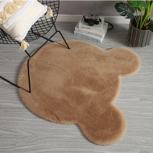 Cute Bear Head Rugs Cartoon Animal Round Area Rugs Living Room Bedroom Rugs Black Pink Gray White Rugs Kids Room Decor