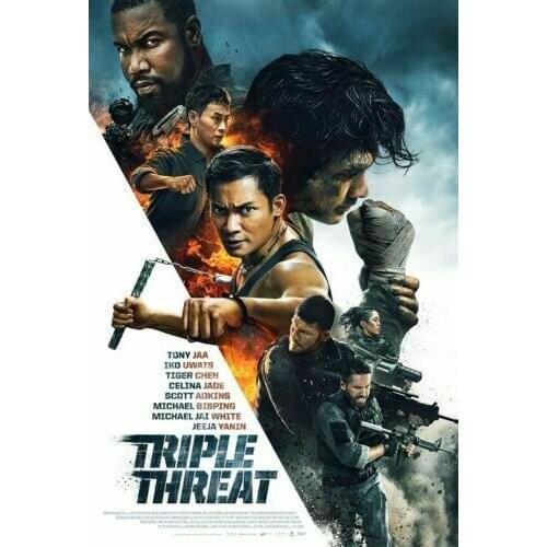 J0052 Triple Threat Movie Tony Jaa Iko Uwais Wall Sticker Silk Poster Art Light Canvas Home Decoration