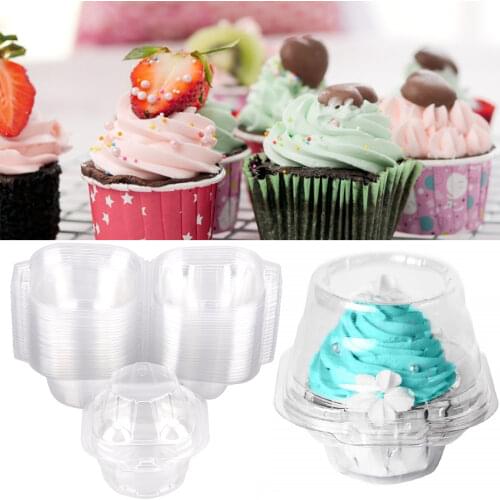 Cupcake Carrier Box Container PET With Large Airtight Dome Lid Muffin Holder Transparent NEW 25pcs Convenient Clear Cake Case