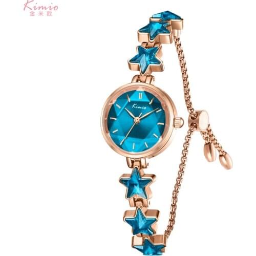 Kimio Top Brand Fashion Unique Ladies Star Bracelet Wristwatches Quartz Womens Watches Waterproof Montre Homme Gift K6352S