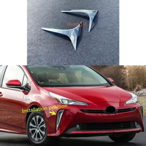 Car Body ABS Chrome Trim Front Head Fog Light Hoods Lamp Frame Stick Part 2pcs For Toyota Prius 2019 2020