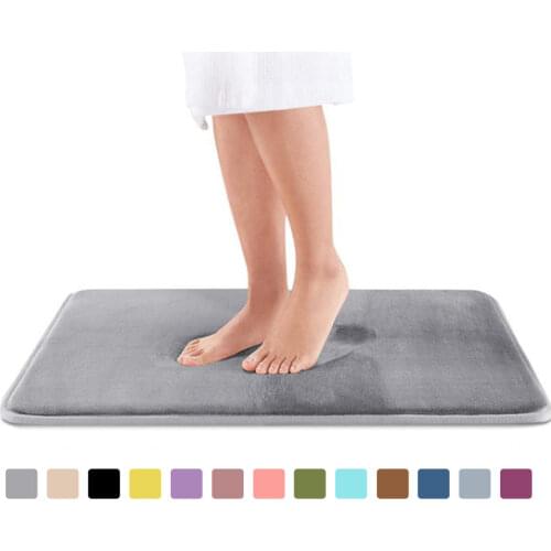 1 Pcs 40*60CM Home Bath Mat Non-slip Bathroom Carpet Soft Coral Fleece Memory Foam Rug Mat Kitchen Toilet Floor Decor Washable