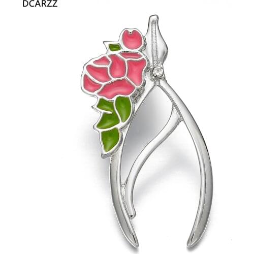 DCARZZ Gold Forceps Pin Dentist Hiphop Jewellery Medical Enamel Crystal Pins Gift Doctors Nurses Brooches for Women