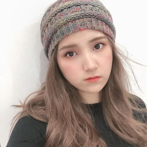 Fall/winter Fashion Ladies Plus Velvet Thermal Headband New Knitted Colored Ponytail Headband Hair Accessories