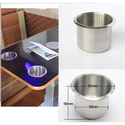 Marine Boat RV Trailer Cup Drink Holder Recessed Metal Silver Insert Yacht New