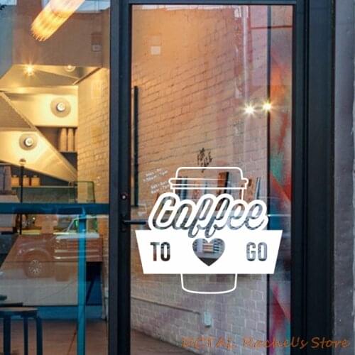 Coffee Shop Sticker Dining Room Mug Cup Vinyl Wall For Window CAFE Love Heart Shape