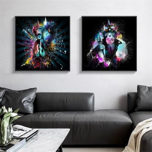 Graffiti Music Street Pop Art Gorilla Monkey Canvas Painting Wall Posters And Prints Cuadros Wall Art Picture For Living Room