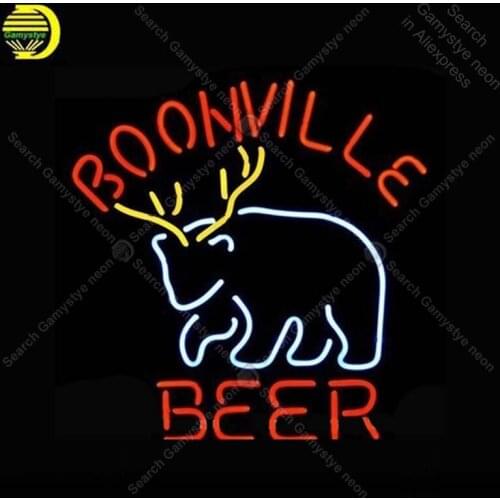 Boonville Deer Logo NEON LIGHT SIGN Neon Sign lamp Decorate wall Windows GLASS Tube BEER PUB Store Display Handcraft Iconic Sign