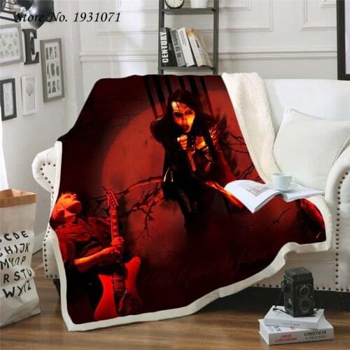 NEW Marilyn Manson 3D Printed Fleece Blanket for Beds Thick Quilt Fashion Bedspread Sherpa Throw Blanket Adults Kids 03