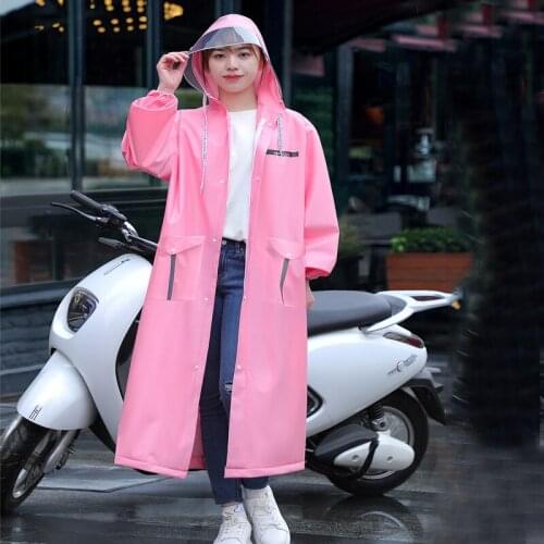 New Fashion EVA Women Man Raincoat Adult Clear Transparent Camping Hoodie Rainwear Suit Thickened Waterproof Rain Poncho Coat