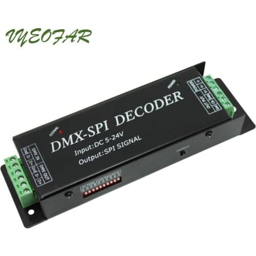 NEW LED DMX TO SPI Decoder for 2801 6803 2812 2811 IC Strip DC5V 12V 24V Input DMX512 SPI TTL Pixel Signal Converter Controller