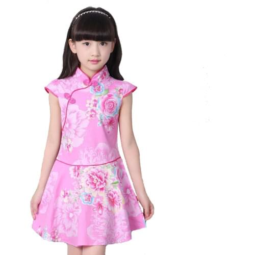 Baby Girls Dresses Summer 2018 Kids Dresses for Girls Chinese Cheongsam Flower Girl Dress Children Traditional Chinese Garments