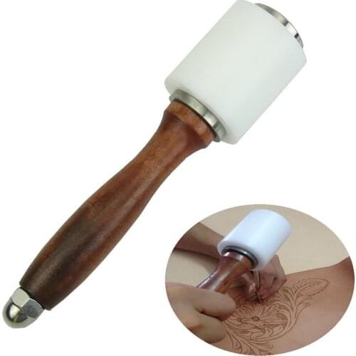 Practical Leather Carving Hammer DIY Handmade Leathercraft Printing Tool Leather Engraving Nylon Hammer With Wood Handle