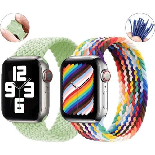 Solo Braid Watch Band for iWatch 1 2 3 4 5 6 SE Simple Nylon Stretch Woven Watchband Apple Watch Nylon Strap 38mm 40mm 42mm 44mm