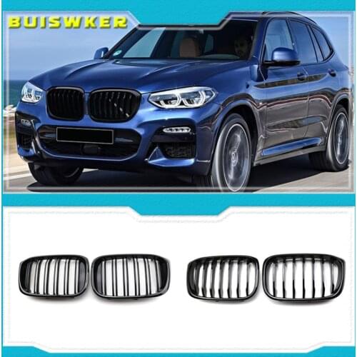 1 Pair Front Grille Kidney Grill 1 Slat For BMW G01 G02 G08 X3 X4 2018 2019 2020 Car Styling Gloss Matte black Racing Grills