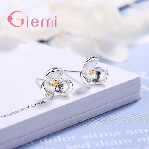 925 Sterling Silver Stud Earring Good Quality Trendy Flower Design Fashion Jewelry For Women Girls Anniversary Engagement Gift