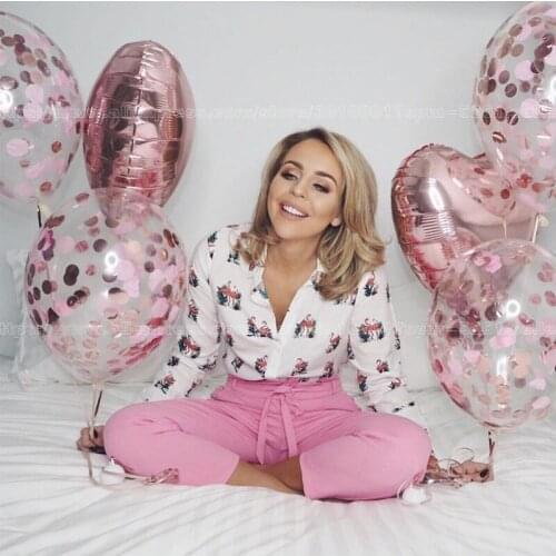 New arrivals 12 inch Confetti transparent balloons wedding birthday party supplies Champagne Pink star Love heart balloon