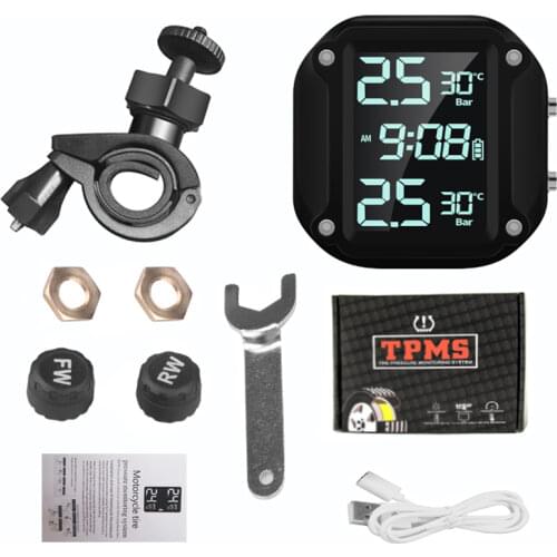 Motorcycle External Sensor TPMS Tire Pressure Monitoring System Waterproof Digital LCD Auto Security Alarm Systems Tyre Pressure