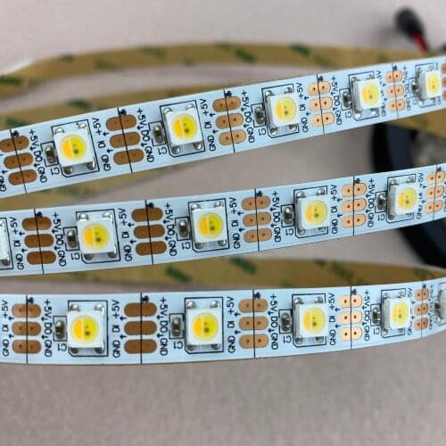 SK6812WWA(SK6812 IC+warm white+cool white+amber chips inside) led addressable strip;60leds/m;non-waterproof;4m long;DC5V input