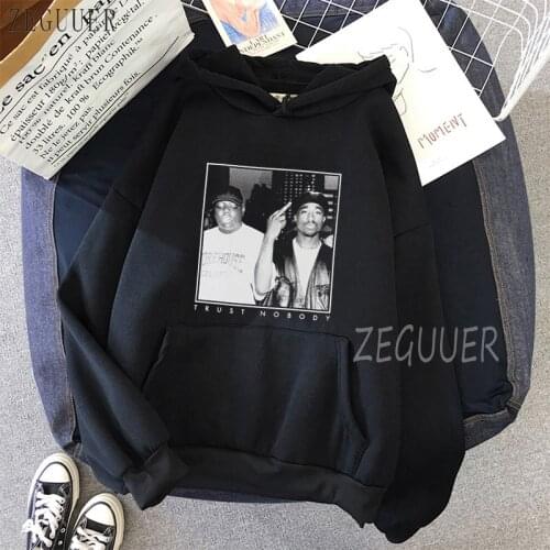 Rap Tupac X Biggie Trust Nobody Fashion Hoodies Women Harajuku Long Sleeve Ulzzang Hoodie Hip Hop Popular Sweatshirt Female 2020