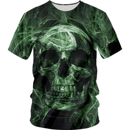UJWI New Skull Tee Green T Shirt Smoke T-shirt Oversize Mens Clothing Punk Style Fog China Factory Wholesale Purchasing 5XL