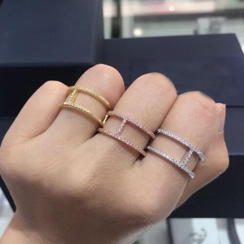 UMGODLY Luxury Brand 1 PC Line Ring Micro Cubic Zirconia Stones for Women Fashion Jewelry