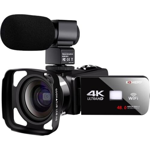 4K Video Camera with Microphone UHD Camcorder for Live Stream Webcam WiFi Remote Control Night Vision Portable Photography