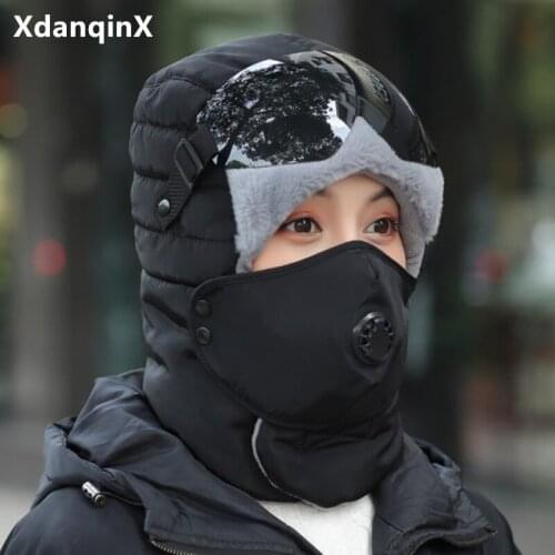 XdanqinX new winter womens hat warm thick earmuff hat bomber hats novelty mens winter hat couple cap windproof thermal ski cap