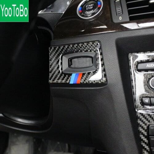 YOOTOBO For BMW E90 E92 E93 Carbon Fiber Headlight Switch Buttons Decorative Frame Cover Trim Dashboard Interior Molding Sticker