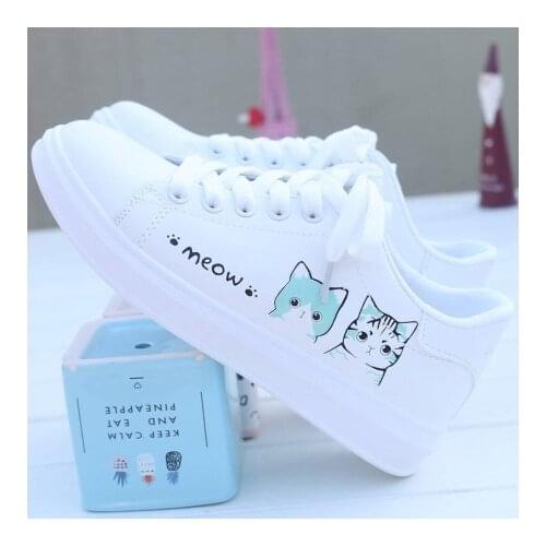2020 New Women Sneakers Fashion Vulcanized Shoes Women Pu leather Platform Shoes Women Lace up White Casual Shoes