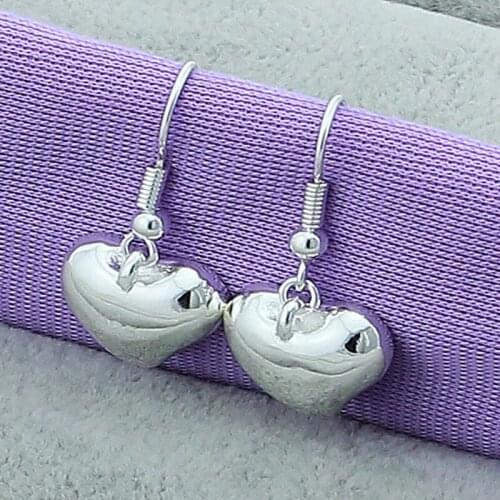 Romantic Delicate 925 Sterling Silver Drop Earring Heart Shaped Lady Earrings For Women Jewelry Anti-Allergy