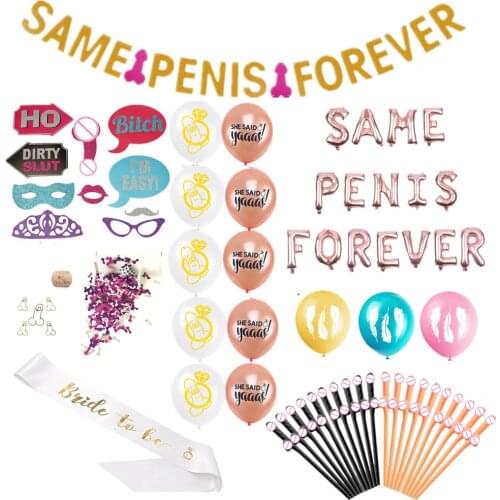 ZLJQ Same Penis Forever Banner Globos Bachelorette Party Decoration Hen Party Decor Team Bride To Be Baloon Hen Night Accessory