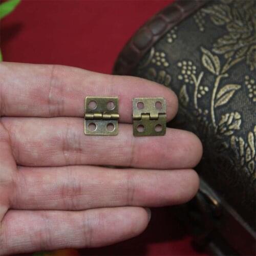 100pcs 12x13mm Bronze Tone Cabinet Door Luggage Mini Hinge 4 Holes Decor Furniture Decoration,Antique Vintage Old Style