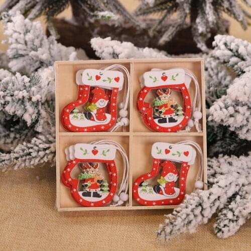12pcs Christmas Snowman House Wooden Pendant Christmas Tree Decoration New Year 2022 Xmas DIY Gifts Ornaments Navidad Home Decor