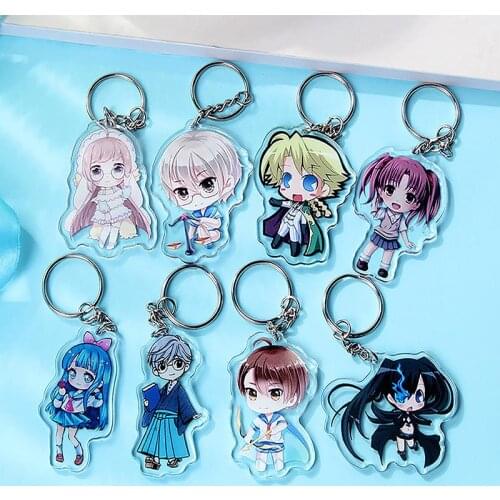 20PCS/ 1 design Personalized Cartoon Anime Character Keychains Customized Clear Acrylic Keyrings for Gifts